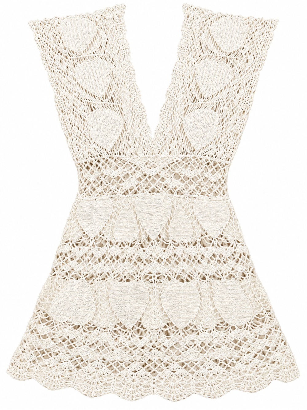 Crochet V-Neck Swim Cover-Up in Cream